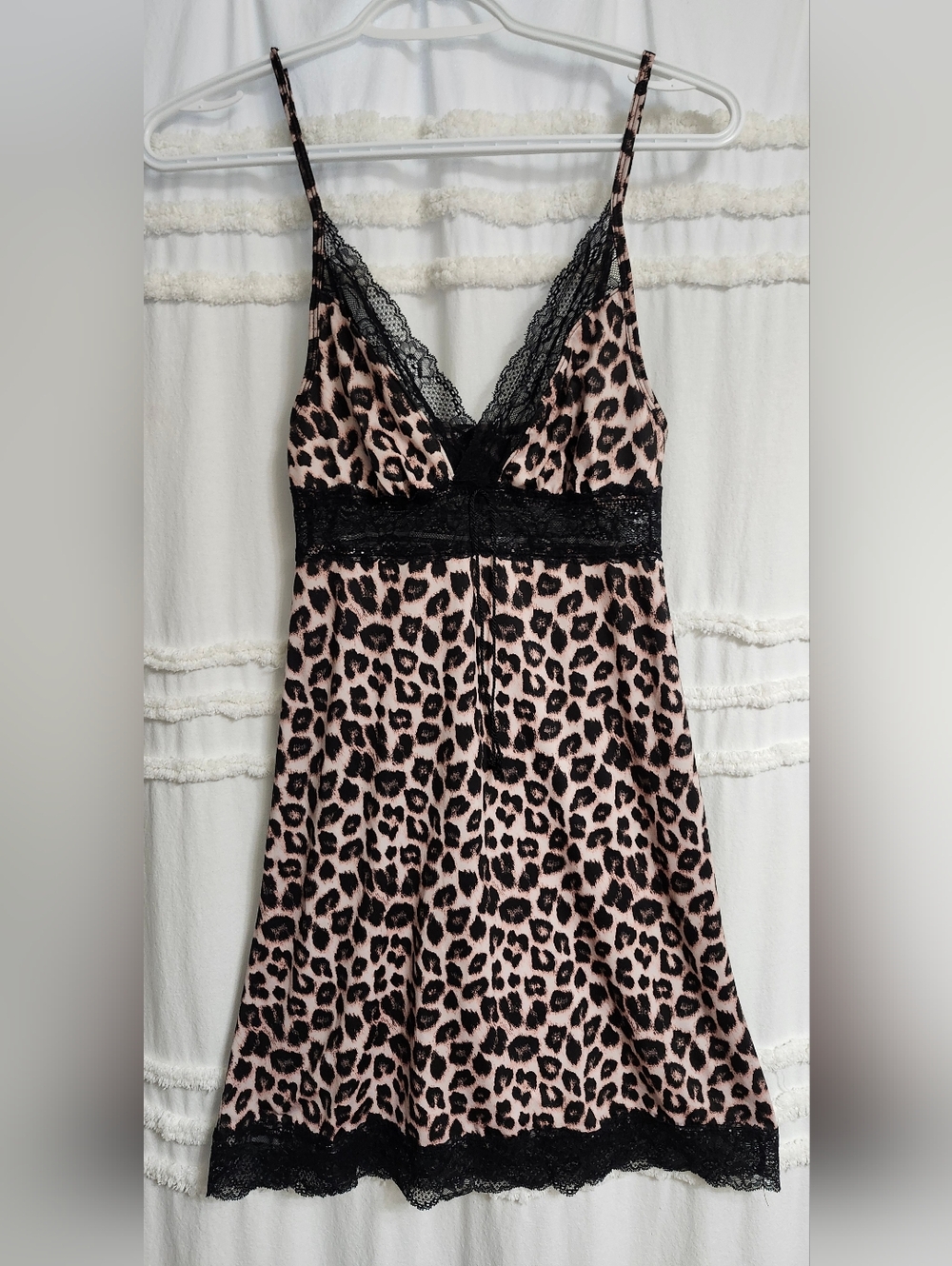 La Vie En Rose Pink Leopard Lace-Trim Chemise